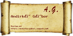 Andirkó Gábor névjegykártya